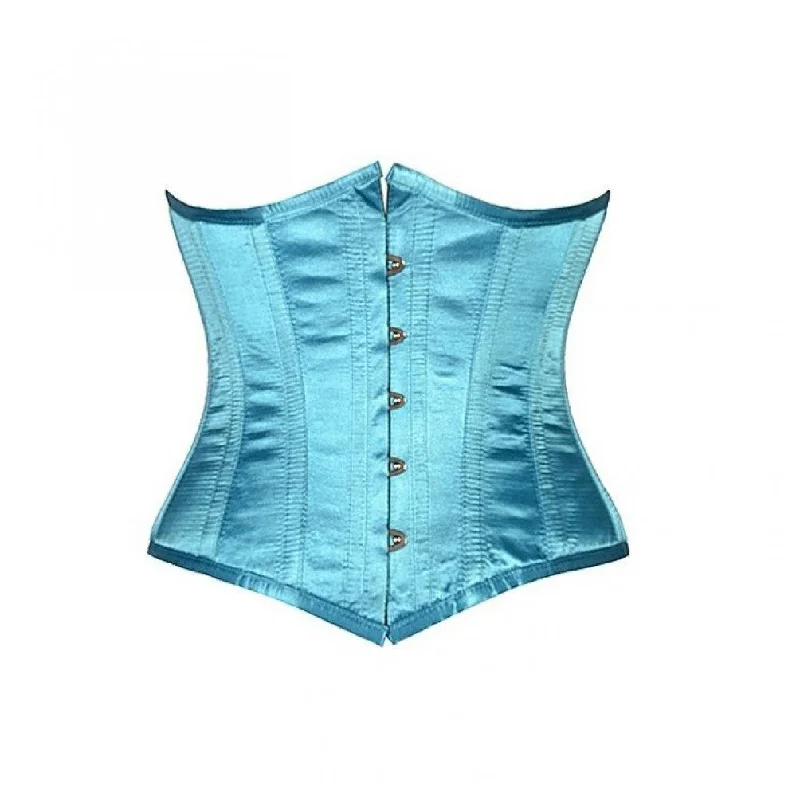 Baby Blue Satin Gothic Burlesque Costume Underbust Corset Waist Training