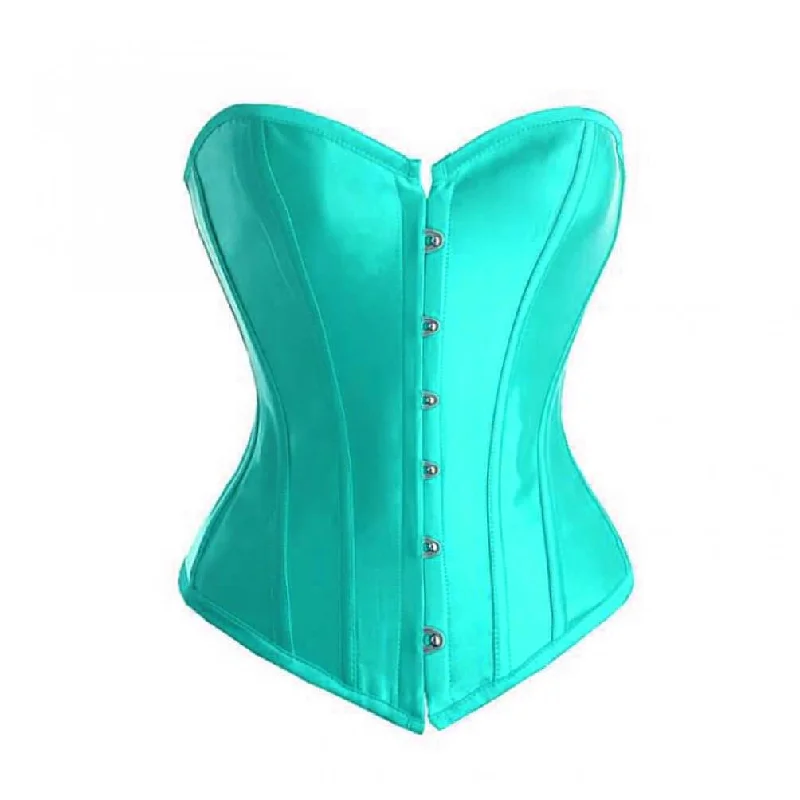 Baby Blue Satin Gothic Burlesque Corset Waist Training Bustier Overbust