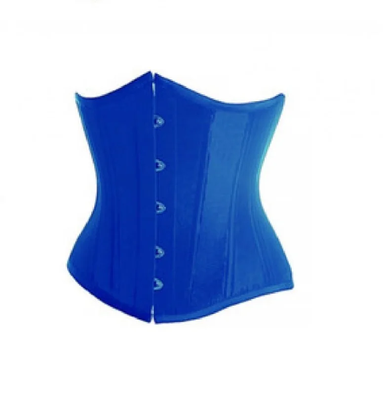 Blue Satin Gothic Underbust Corset Waist Training Burlesque Costume