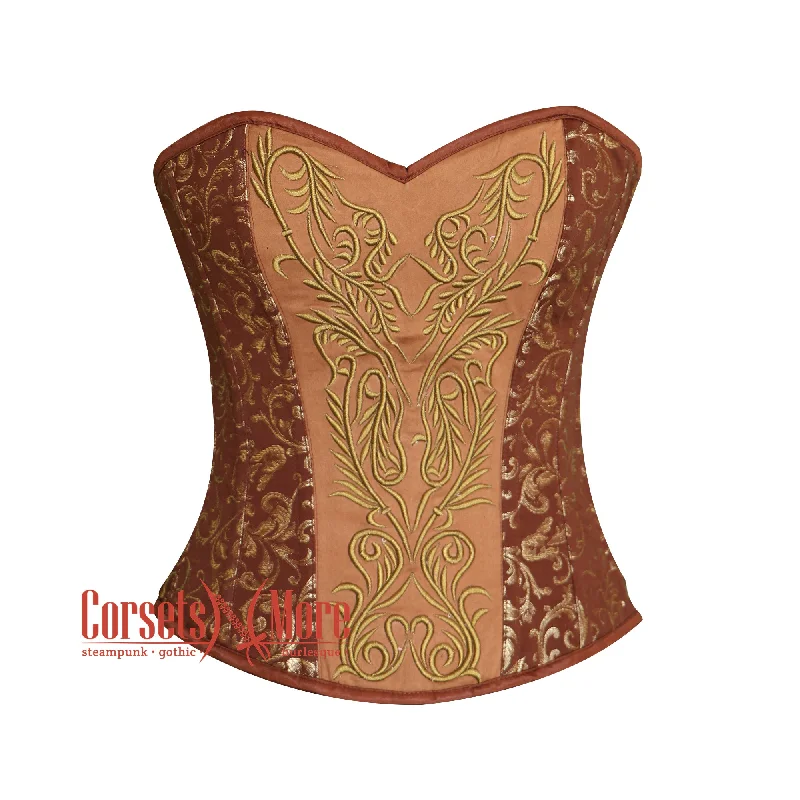 Brown And Gold Brocade Gothic Costume Overbust Bustier Top