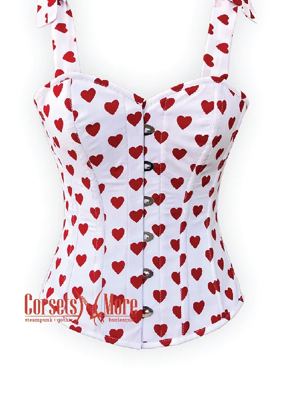 Heart Printed Overbust Corset with Straps tied at Shoulders