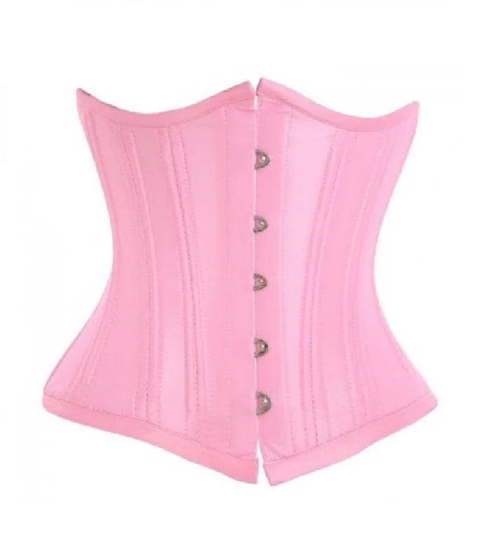 Pink Satin Double Bone Underbust Corset Waist Training