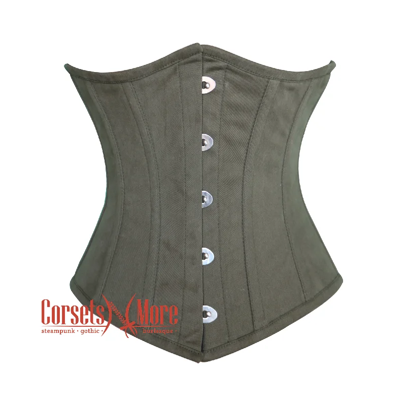 Plus Size Army Green Cotton Gothic Underbust Waist Training Bustier Corset