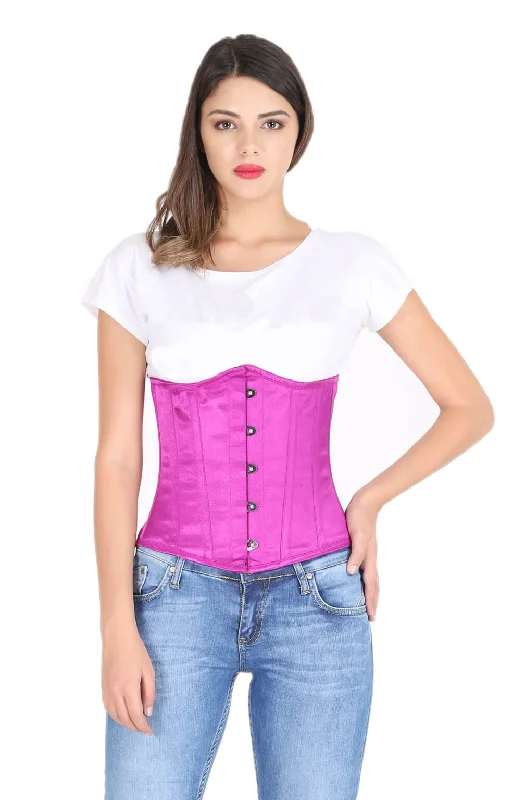 Purple Satin Corset Gothic Burlesque Costume Waist Training Underbust Bustier Top