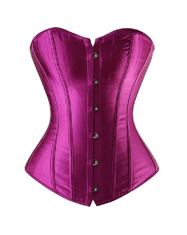 Purple Satin Gothic Burlesque Corset Waist Training Overbust Bustier