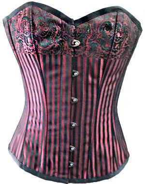 Red and Black Brocade Gothic Costume Overbust Corset Top