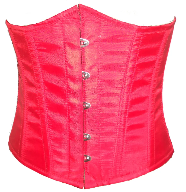 Red Poly Tapta Fabric Front Open Busk Waist Cincher Women Underbust Corset Top