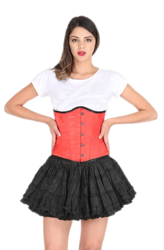 Red Satin Corset Gothic Burlesque Costume Waist Training Underbust Bustier Top