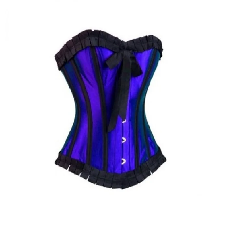 Royal Blue Satin Gothic Retro Overbust Corset Waist Training