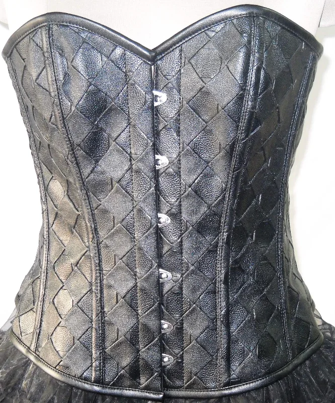 Sexy Black Faux Leather Gothic Steampunk Waist Cincher Bustier Overbust Corset Top