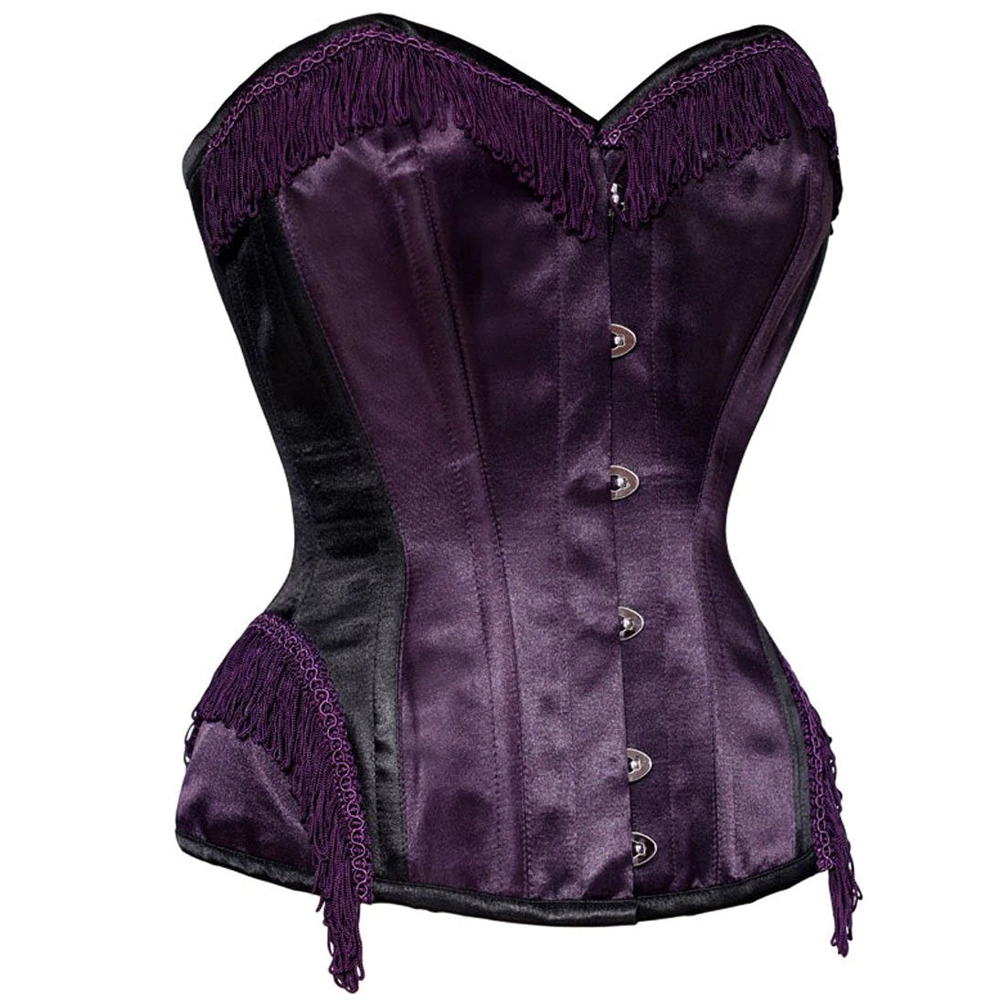 Tasseled Queen Overbust Corset in Blackberry Satin