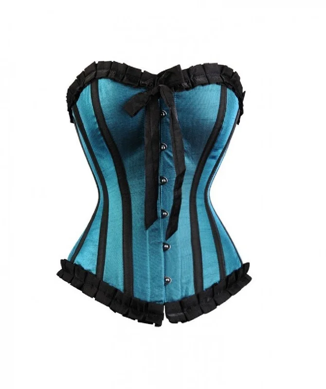 Turquoise Satin Gothic Retro Overbust Corset Waist Training Top