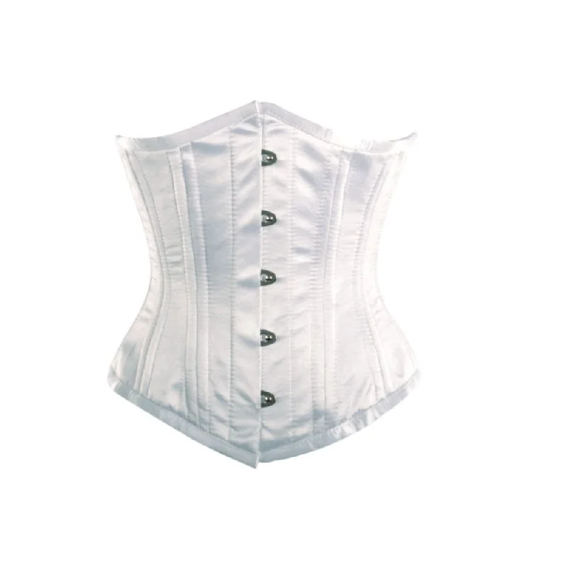 White Satin Double Bone Underbust Corset Waist Training