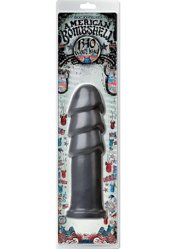 American Bombshell B10 Warhead: 10-inch Tactical Gun Metal Dildo with Triple-Rippled Head