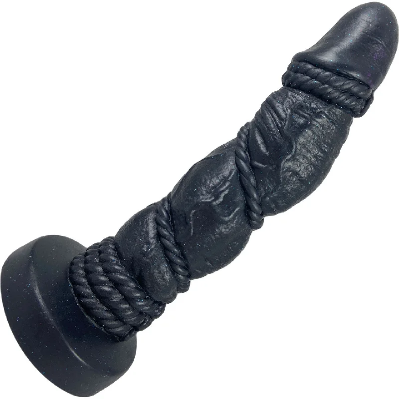 Bound 2.0 - 6.75" Silicone Super Textured Dildo By Uberrime - Luster Black