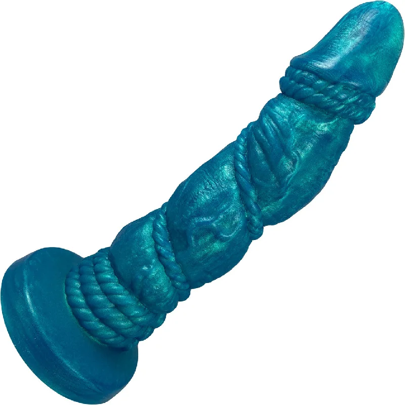 Bound 2.0 - 6.75" Silicone Super Textured Dildo By Uberrime - Mermaid Blue