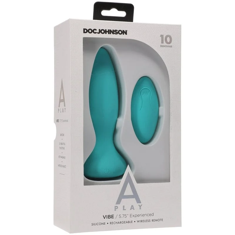 Doc Johnson A-Play Experienced Vibe Silicone Teal Anal Plug with Remote