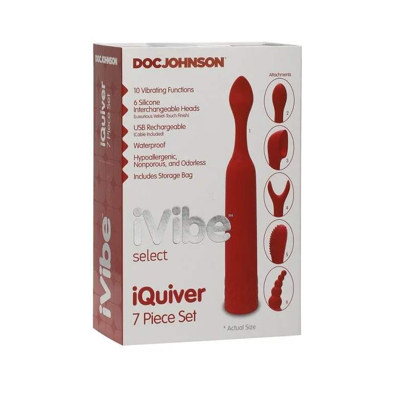 Doc Johnson iQuiver 7 Piece Set Red Velvet