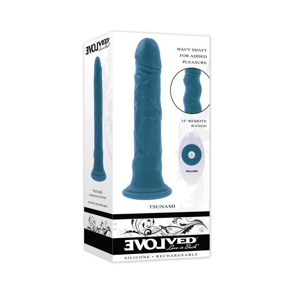 Evolved Tsunami Rechargeable Silicone Realistic Vibrator with Remote