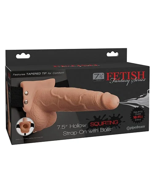 Fetish Fantasy Series 7.5" Hollow Squirting Strap On with Balls - Flesh