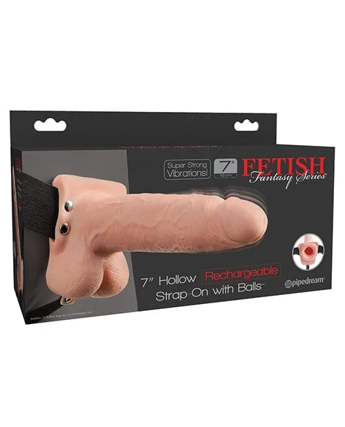 Fetish Fantasy Series 7" Hollow Rechargeable Strap On with Balls - Flesh