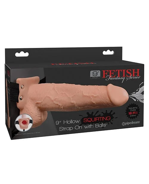 Fetish Fantasy Series 9" Hollow Squirting Strap On with Balls