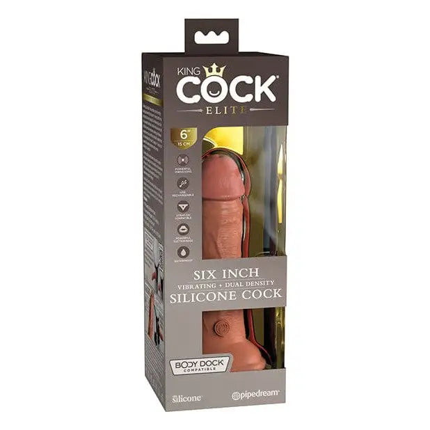 King Cock Elite 6" Dual Density Vibrating Silicone Penis