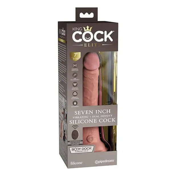 King Cock Elite 7" Dual Density Vibrating Silicone Cock W/remote