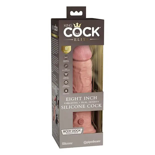 King Cock Elite 8" Dual Density Vibrating Silicone Cock