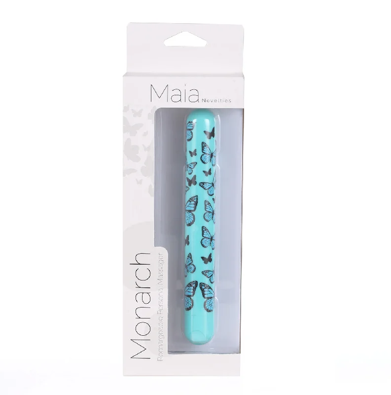 Monarch X-Long Butterfly Print Bullet Vibrator - Blue