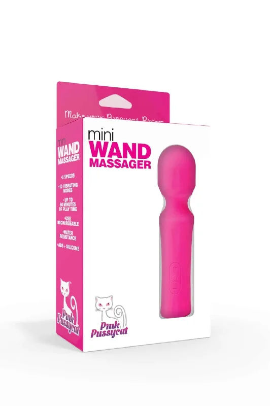 Pink Pussycat Mini Wand Massager: Compact Pleasure Powerhouse