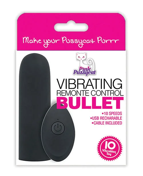 Pink Pussycat Vibrating Remote Control Bullet -  Black