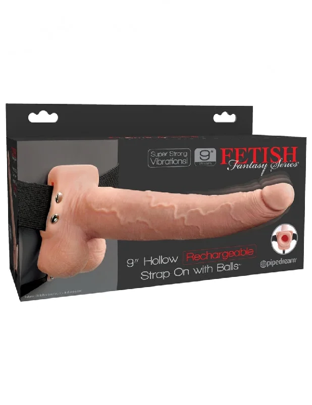 Pipedream Products Fetish Fantasy 9" Hollow Rechargeable Strap-On with Balls