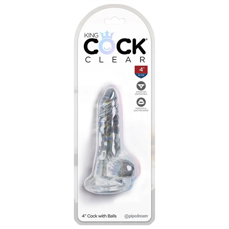 Pipedream Products King Cock Clear 4" Cock With Balls