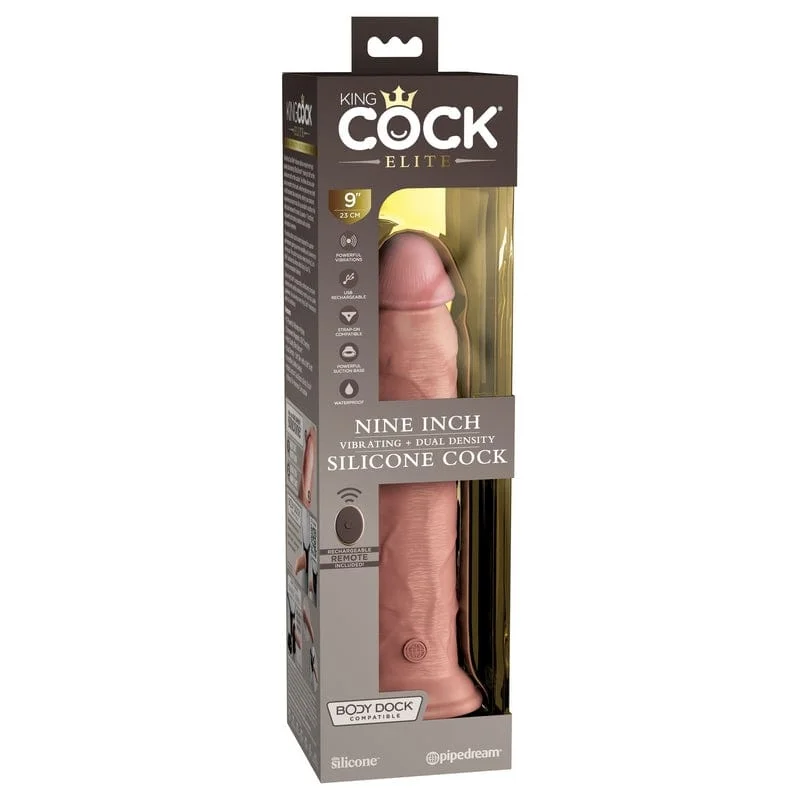 Pipedream Products King Cock Elite 9” Vibrating Silicone Cock Light