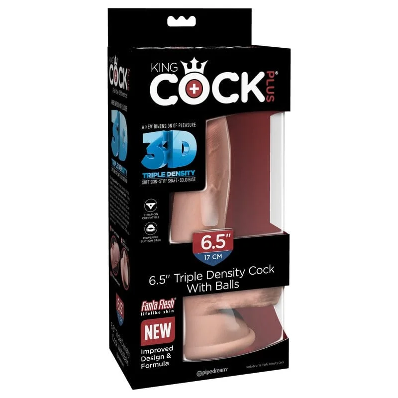 Pipedream Products King Cock Plus 6.5” Triple Density Cock with Balls Beige