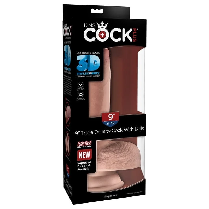 Pipedream Products King Cock Plus 9” Triple Density Cock with Balls Beige