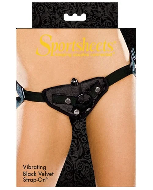 Sportsheets Vibrating Velvet Harness with Bullet - Black