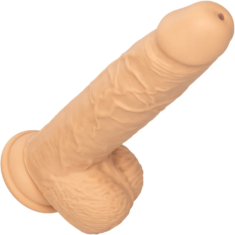 Squirting Fuck Stick 9" Vibrating Realistic Silicone Suction Cup Dildo By CalExotics - Vanilla