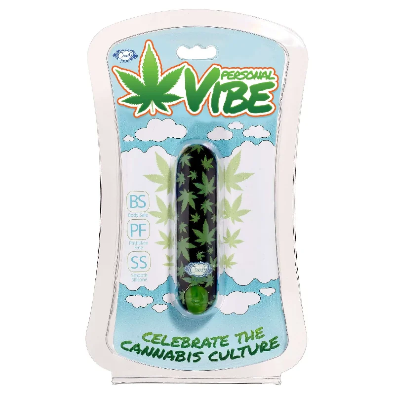 Cloud 9 Novelties Black Cannabis Leaf Stubby Vibe: Discreet Rechargeable Bullet Vibrator