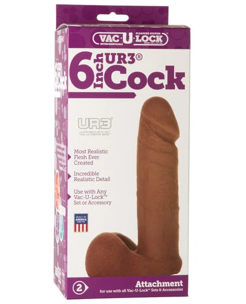 Vac-U-Lock 6" Ultraskyn Cock Attachment. - Brown