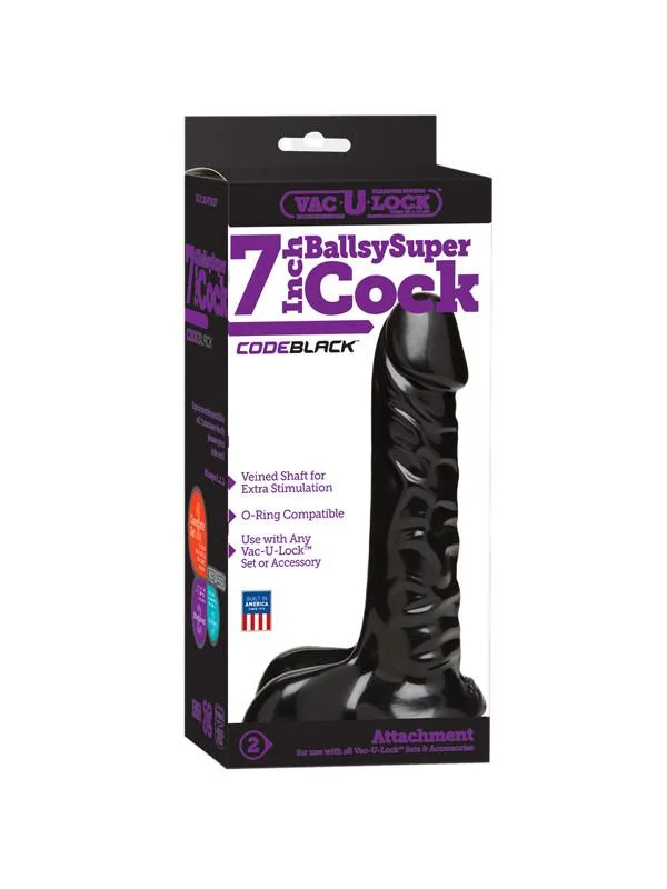 Vac-U-LOCK CODE BLACK 7in Ballsy Super Cock