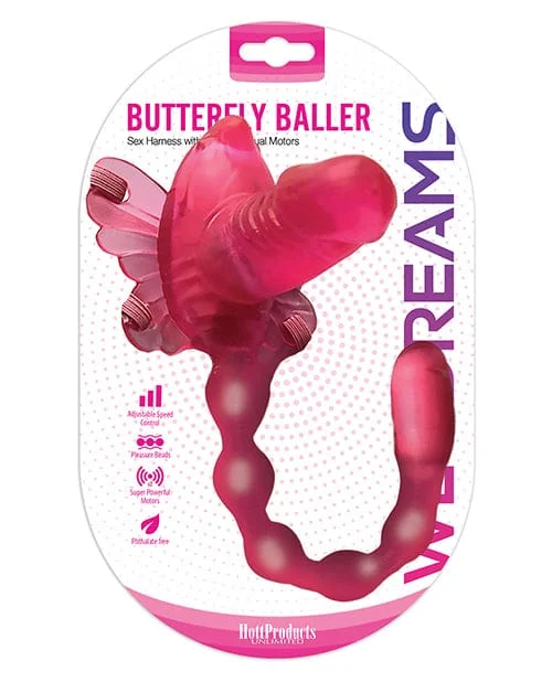 Wet Dreams Butterfly Baller Sex Harness with Dildo - Pink