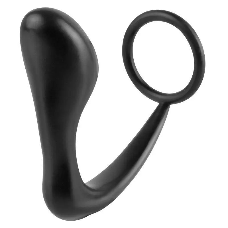 4-inch Pipedream Silicone Black Prostate Massager with Cock Ring