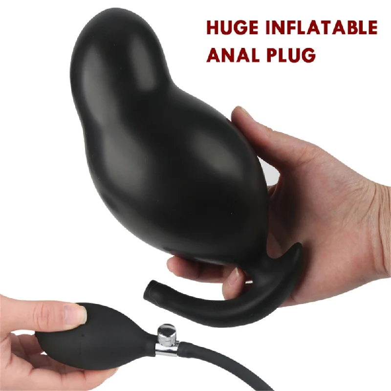 Double Layer Inflated Super Big Anal Dilator Prostate Massage Extender Pump Dildo Butt Plug