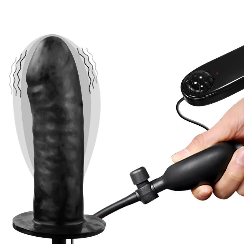 Inflatable Dildo Vibrator Anal Toy Butt Plug With Pump