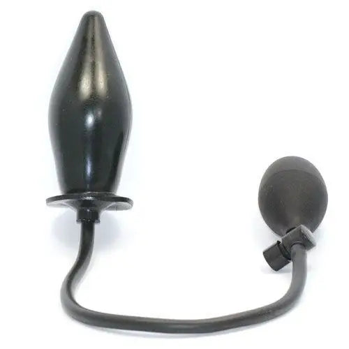 4-inch Stretchy Black Inflatable Medium Butt Plug with Pump