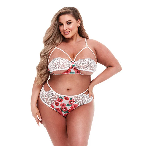 Baci White Floral Kanten Lingerie Set XXL