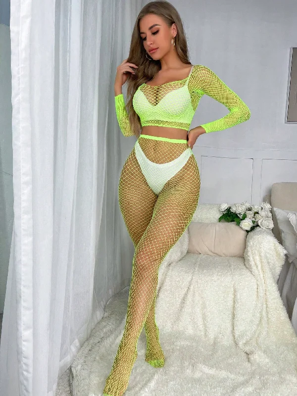 Cut Out Fishnet Bodystocking Set