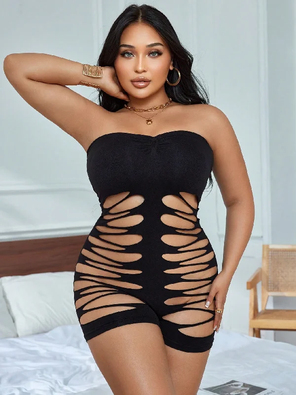 Plus Size Hollow Out Ultra Sexy Romper Lingerie